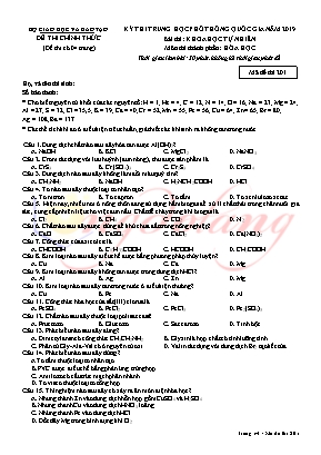 Đề thi Trung học Phổ thông Quốc gia môn Hóa học năm 2019 - Mã đề 201 - Bộ giáo dục và đào tạo